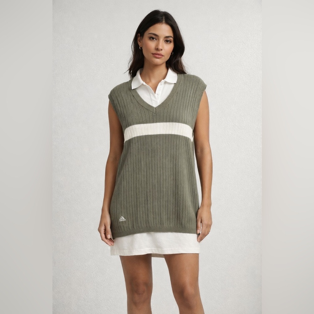 Adidas Khaki Green Knit polo knit medium